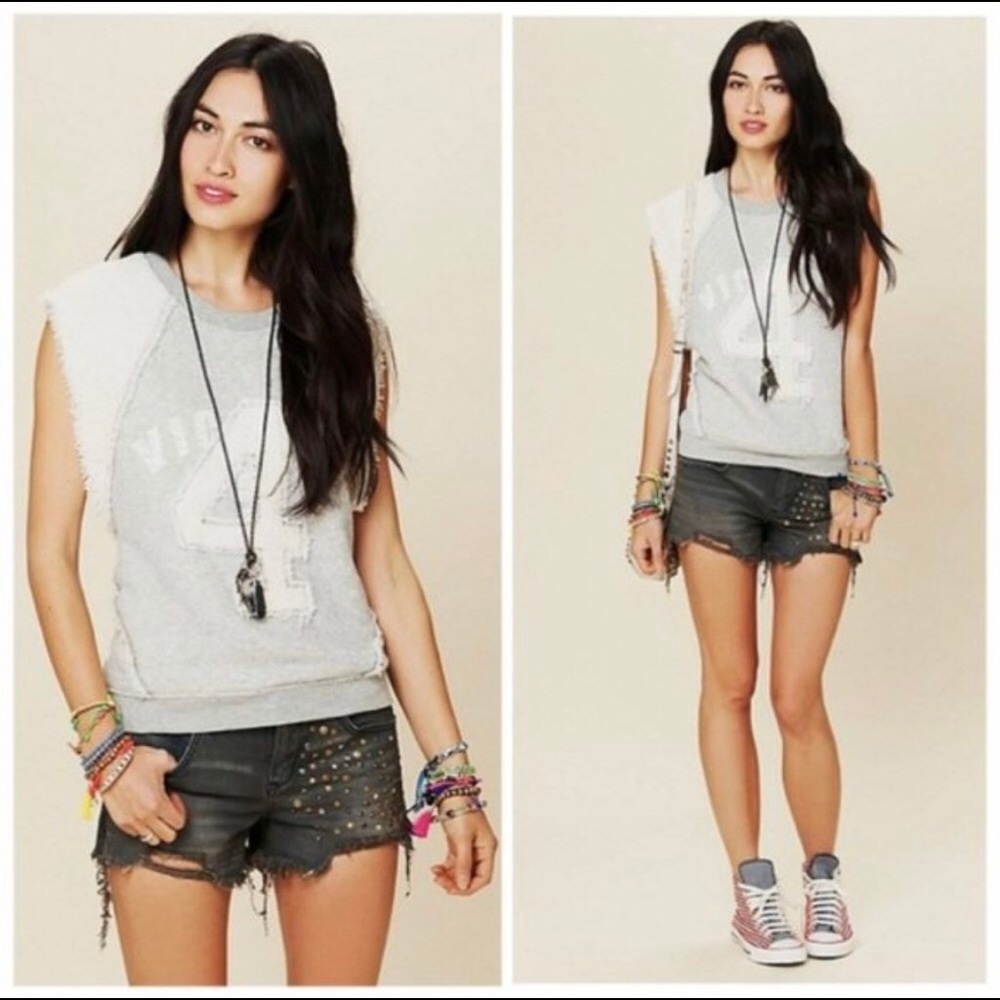 Free People Studded Jean Shorts - Picture 6 of 12